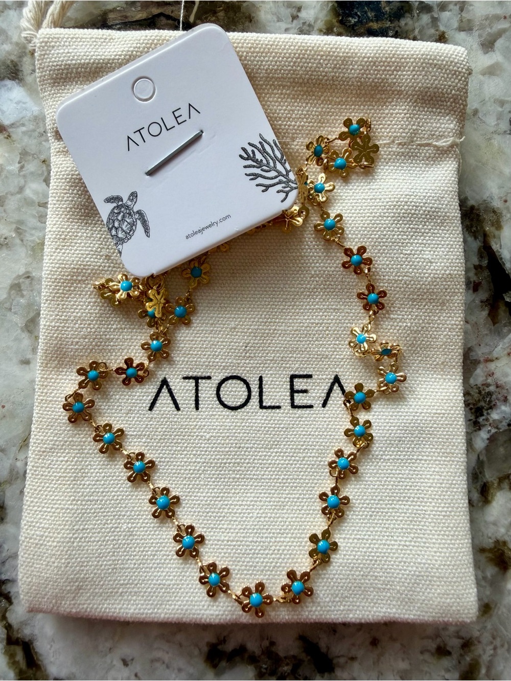 ATOLEA DAISY Flower NECKLACE CHAIN 18k Gold Lead free Tictok Trending NEW SUMMER